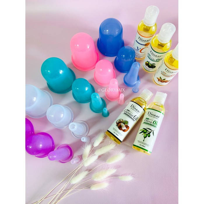 

Набор для ухода за телом: Набор силиконовых вакуумных банок для лица и тела + масло массажное Disaar (на