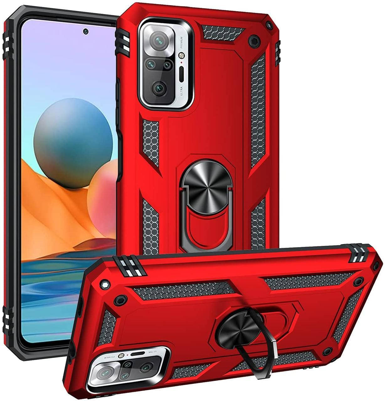 

Чехол Getman для xiaomi redmi note 10 pro / сяоми редми note 10 pro противоударный бампер с кольцом, Красный