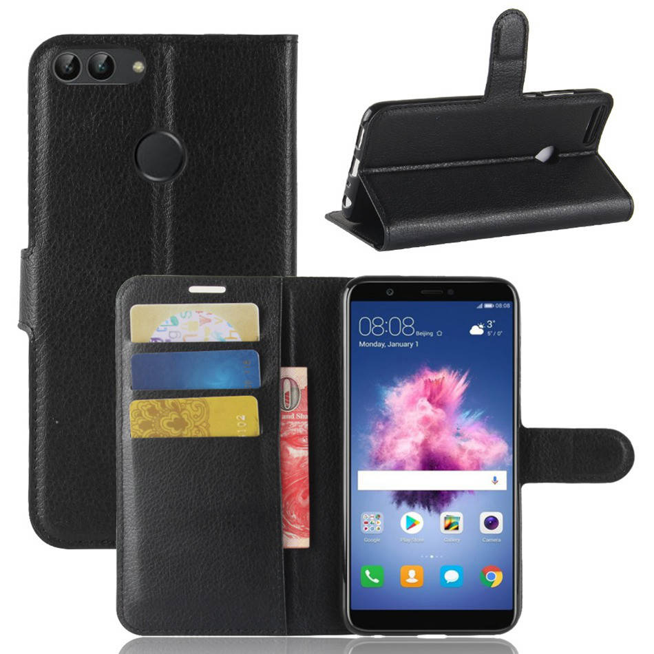 

Кожаный чехол книжка Lichee case для Huawei P Smart (9 цветов) черный