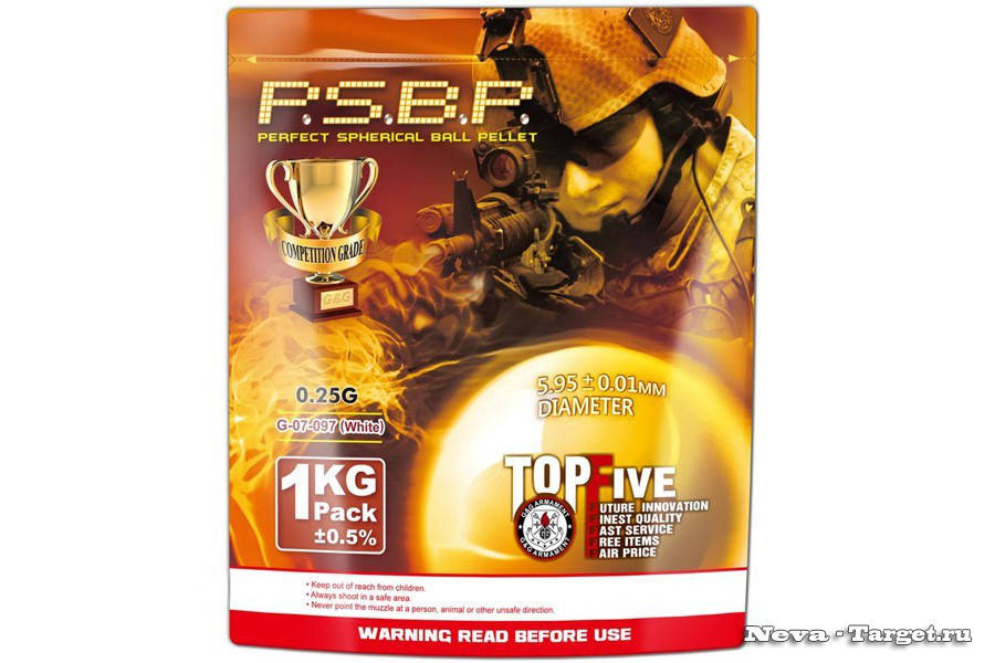 

Страйкбольные шары P.S.B.P G&G 0.25g 1kg pack BB (для страйкбола)