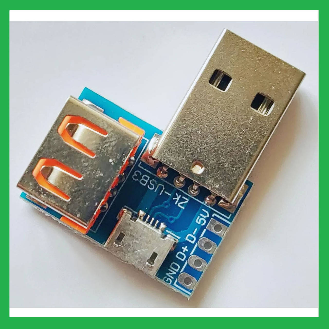 

Модуль USB-AM - USB-AF - microUSB. Плата переходник.