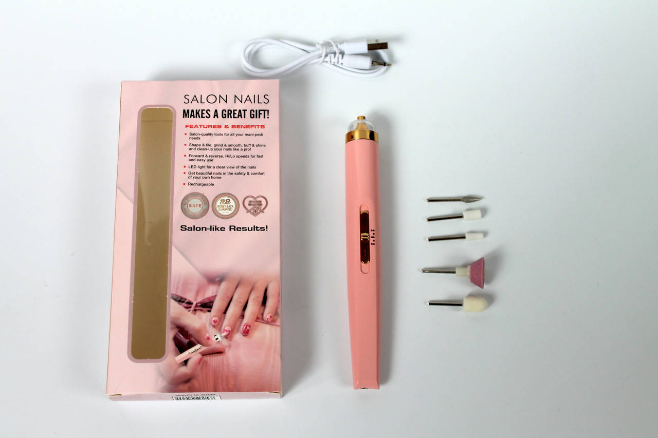 

Фрезер для маникюра и педикюра портативный Salon Nails с подсветкой и насадками