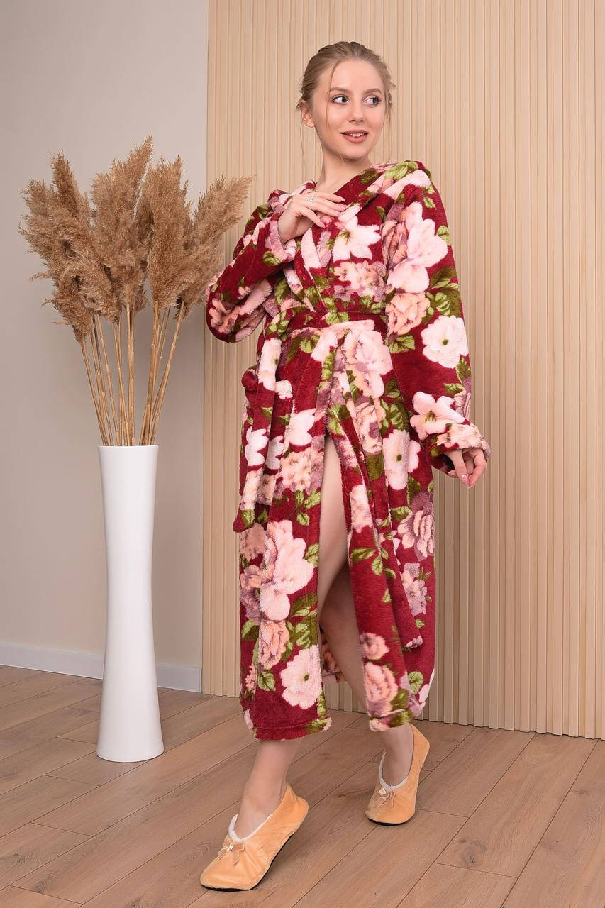 

Халат женский теплый бордовый AAA 143535M