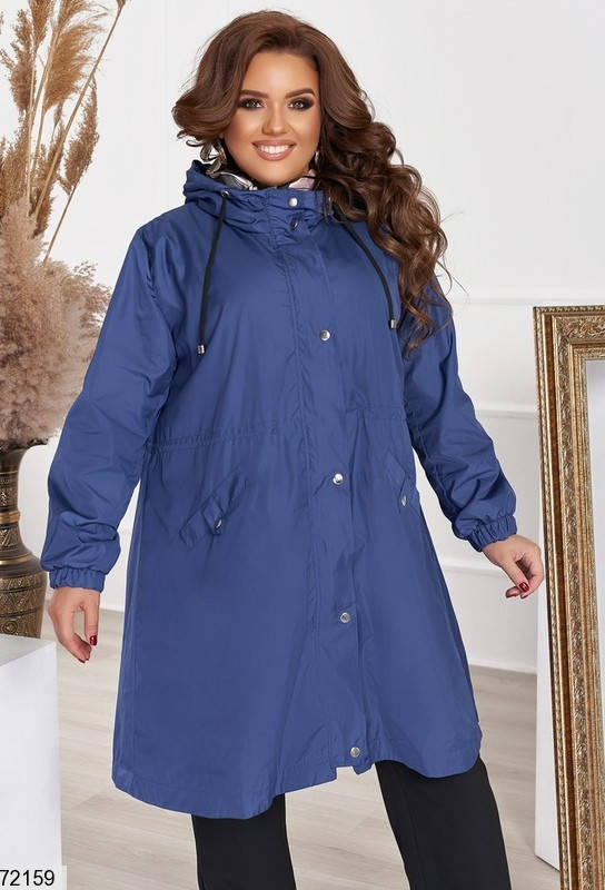 

Р. 48-66 Женская стильная куртка-ветровка с капюшон больших размеров 60/62, Синий