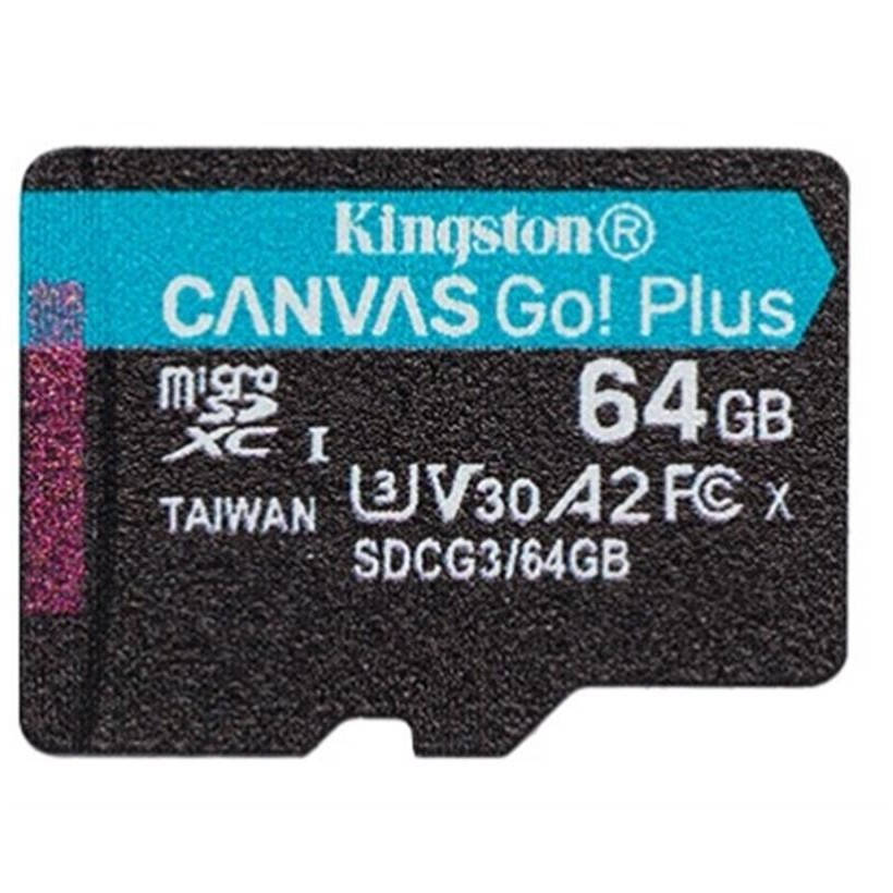 

Карта памяти Kingston 64GB MicroSDXC UHS-I/U3 Class 10 Canvas Go! Plus R170/W70MB/s (SDCG3/64GBSP)