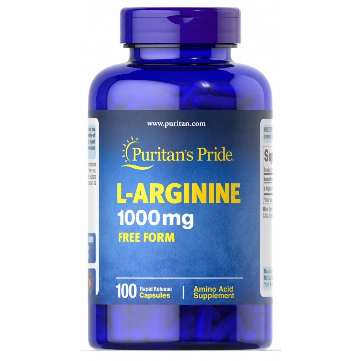 

L-аргинин, L-Arginine, Puritans Pride, 1000 мг, 100 капсул (PTP-50880)