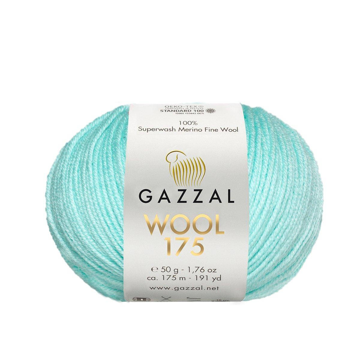 

Gazzal Wool 175 (Газзал Вул 175) № 321 мята (Пряжа мериносовая, нитки для вязания)