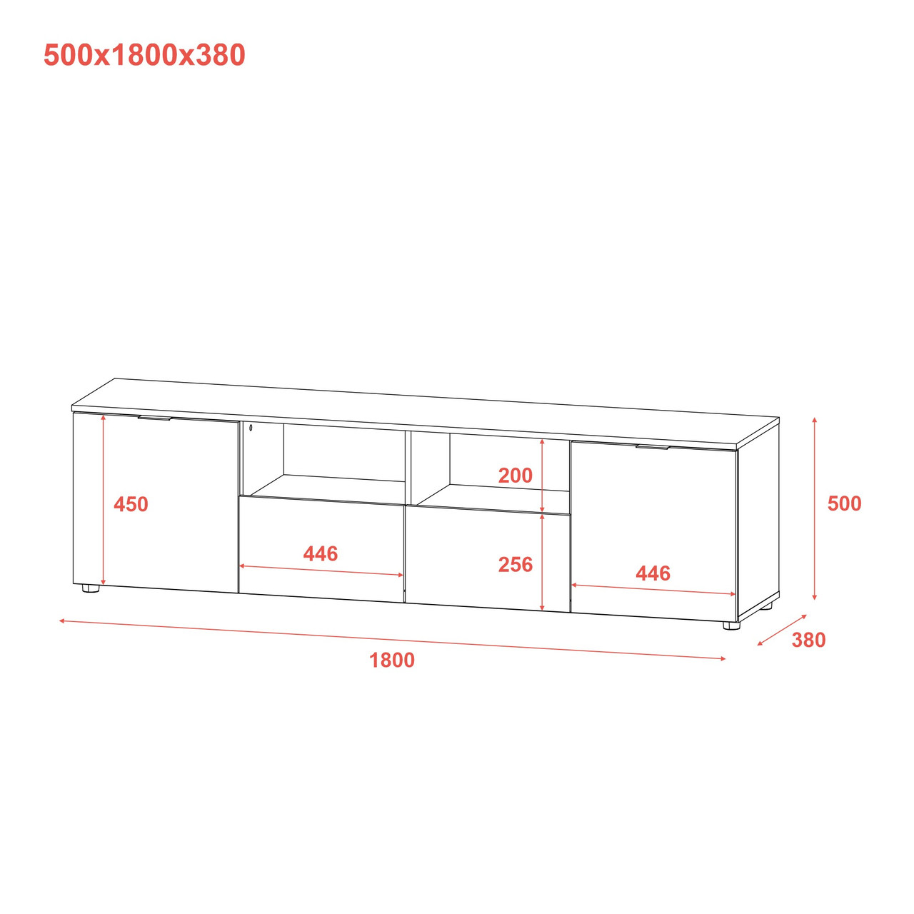 Комод Doros Рон 4 Графіт 2 фасади 2 шухляди 180х38х50 (44900234) 9