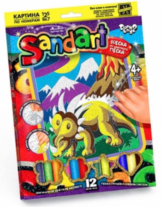

Набор для творчества DankoToys DT SA-01-07 Фреска Sand Art из песка, Динозавр