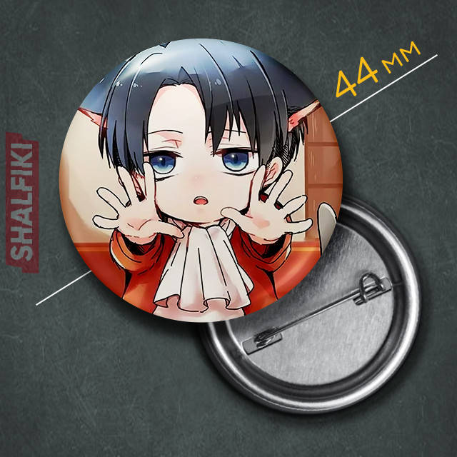 

"Леви Аккерман неко (Атака титанов / Attack on Titan)" значок круглый на булавке Ø44 мм
