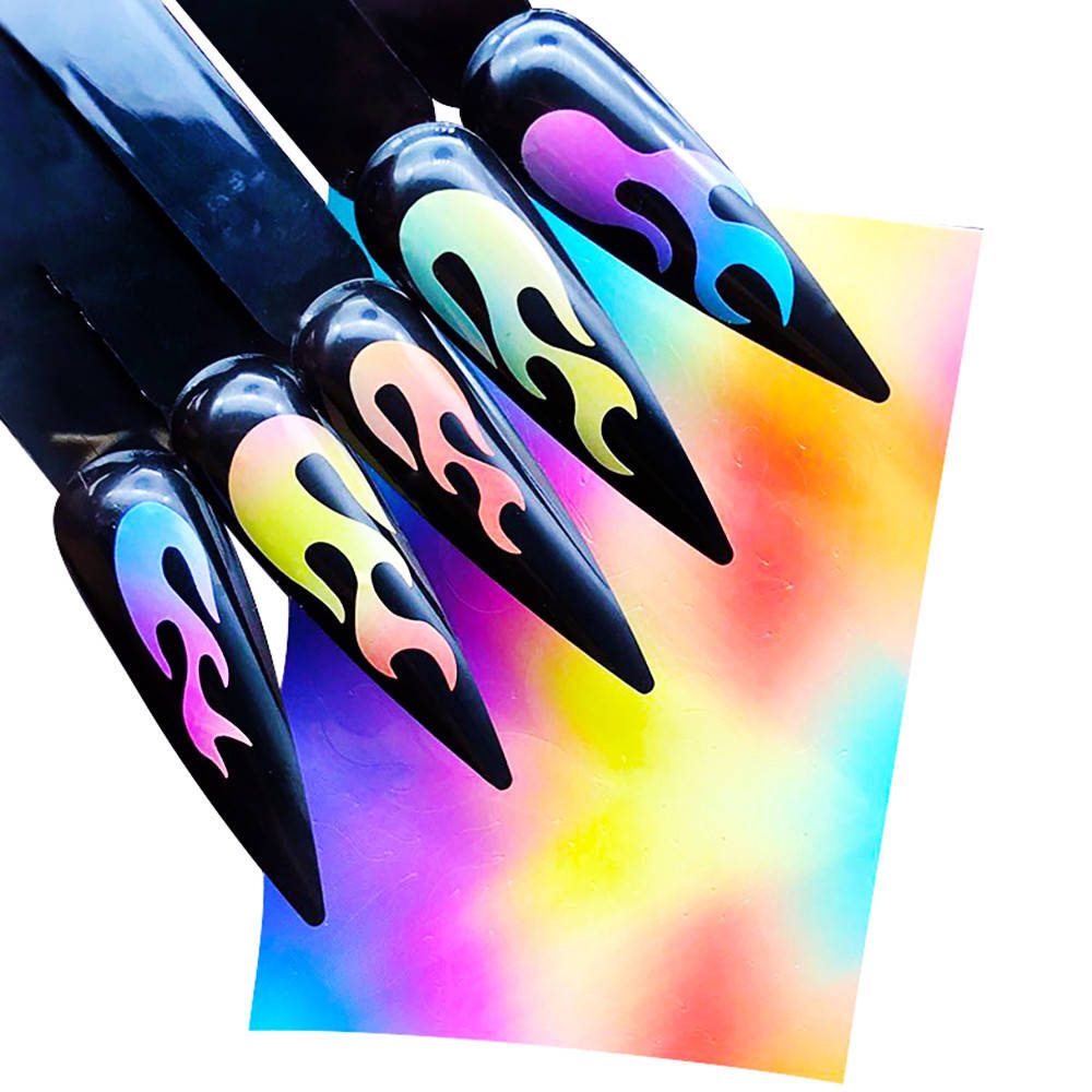 

Голографические стикеры 8*6 см РАДУЖНОЕ ПЛАМЯ, Разные цвета