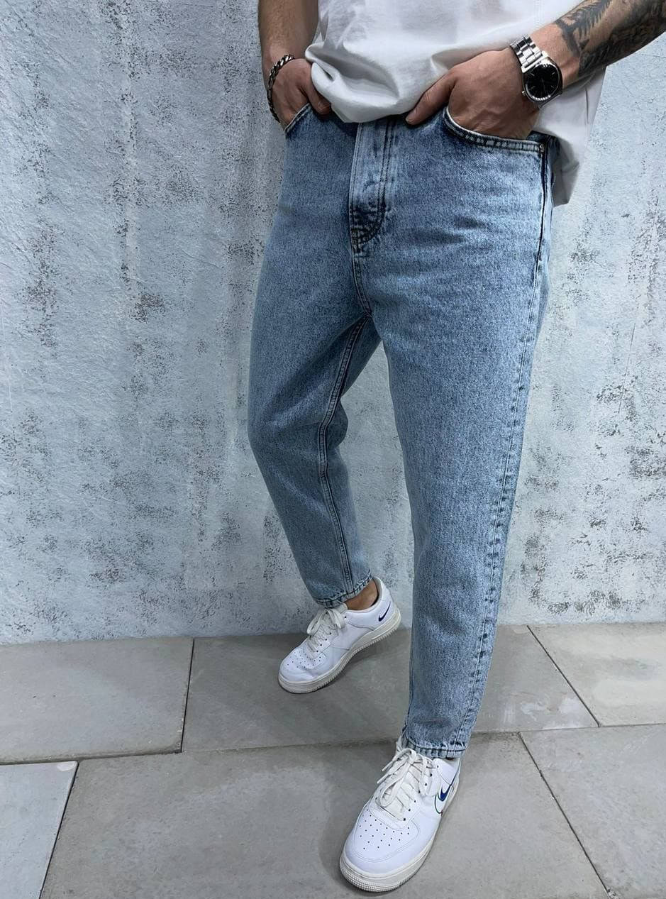 

Турецкие МОМ Jeans варенки, мужские синие Мом джинсы бойфренд