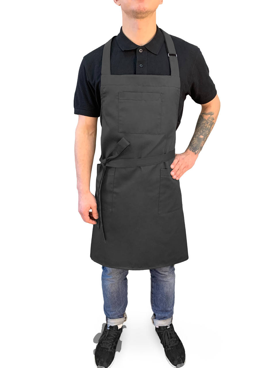 

Фартук с нагрудником для бариста, официанта, для кафе и ресторана EVA Trade Серый