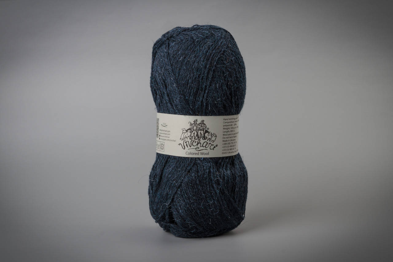 

Пряжа шерстяная Vivchari Colored Wool, Color No.809 темно-синий, Голубой
