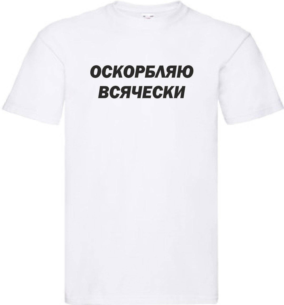 

Мужская футболка с надписью"Оскорбляю всячески" XL, Белый Push IT