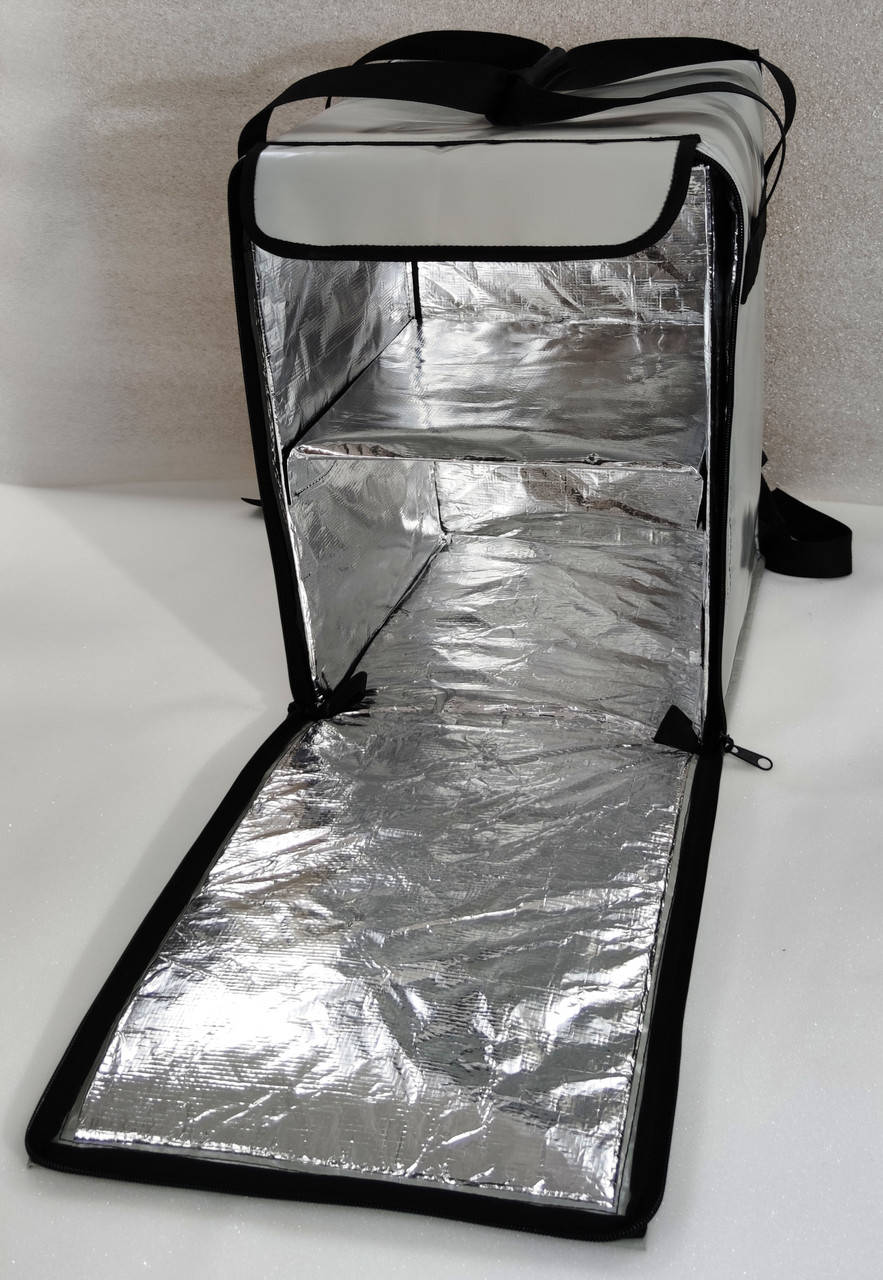 

Терморюкзак ПВХ серый для доставки пиццы