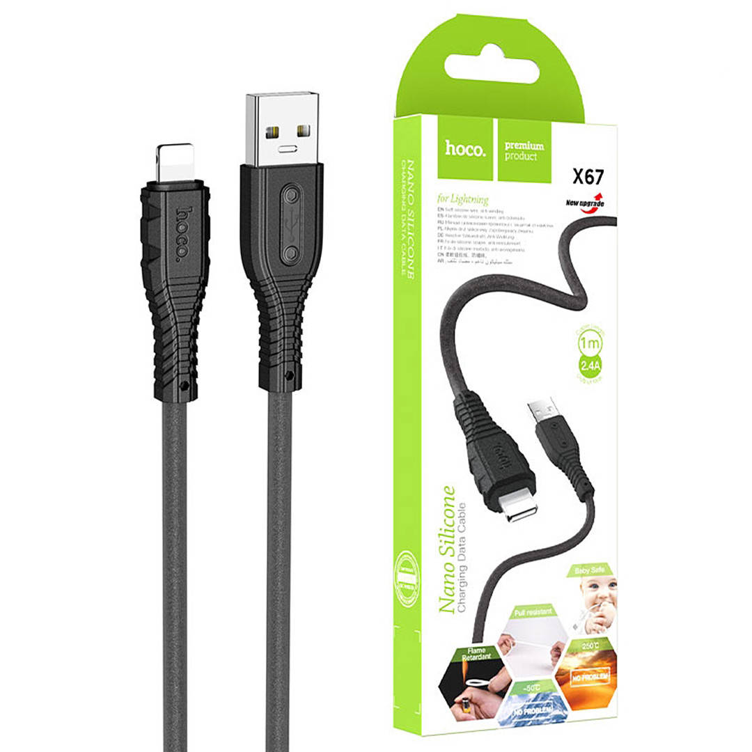 

Кабель для зарядки и синхронизации Hoco X67 Nano USB - Lightning | 2.4A | 1 м | черный