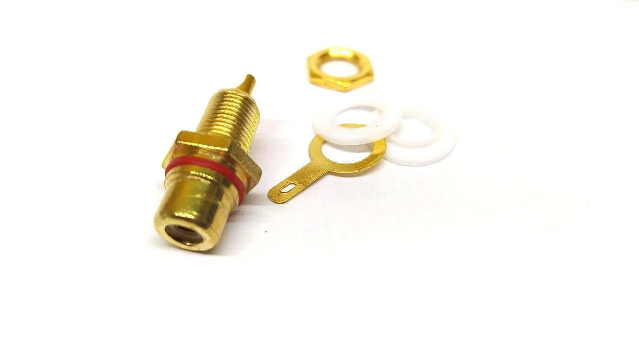 

Гнездо RCA (тюльпан) монтажное, корпус металл, gold красный