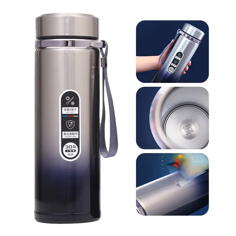 

Термос мателический для чая на 900 мл с сеткой для заварки, Серый