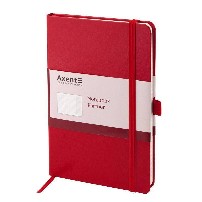

Записная книга блокнот Axent 125x195мм 96л клетка,тв. обл.,красный Partner 8201-03-A