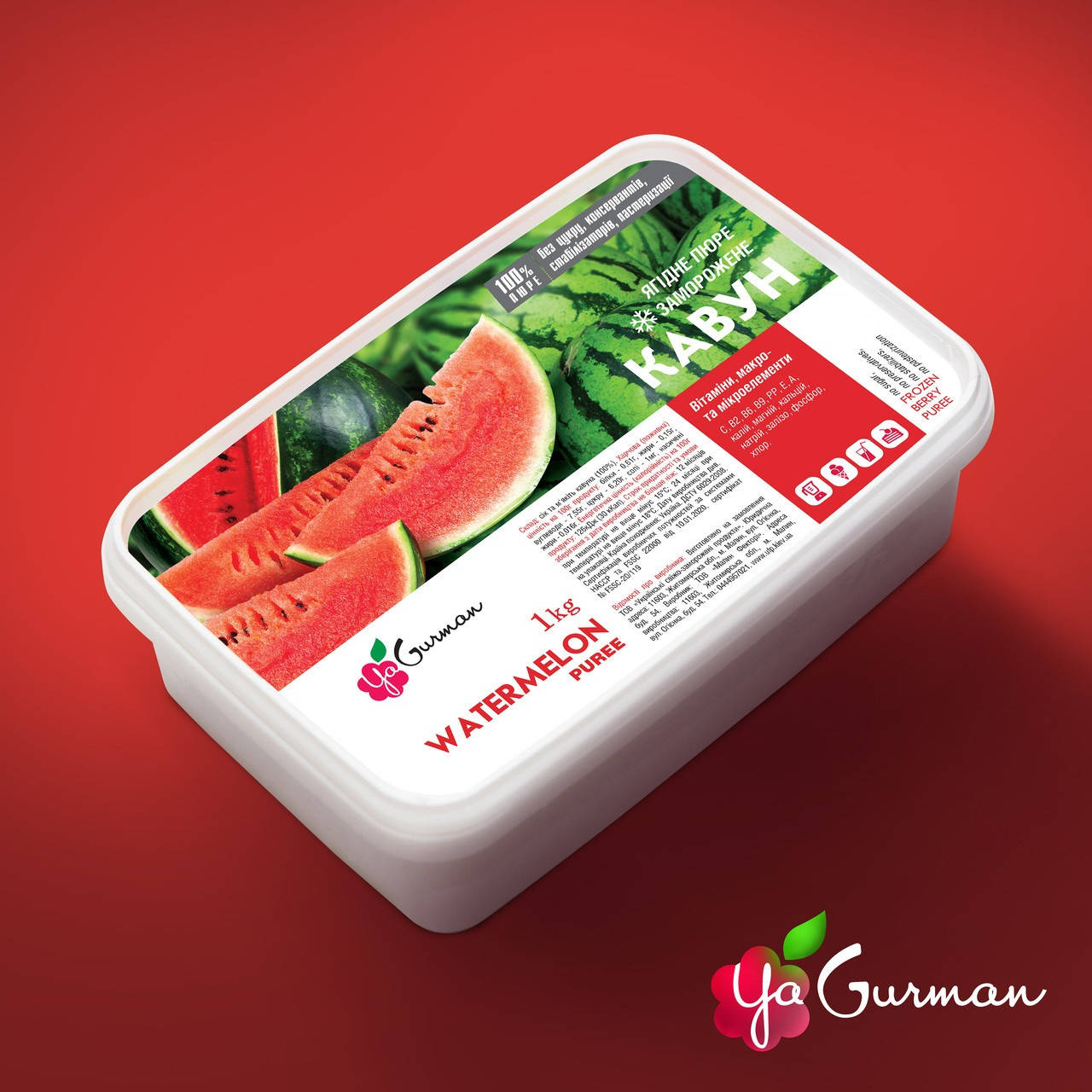 

Кавун, пюре заморожене без цукру, YaGurman 1кг