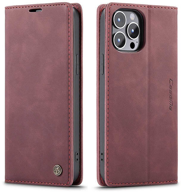 

Чехол книжка с магнитом iPhone 13 Pro CaseMe Бордовый