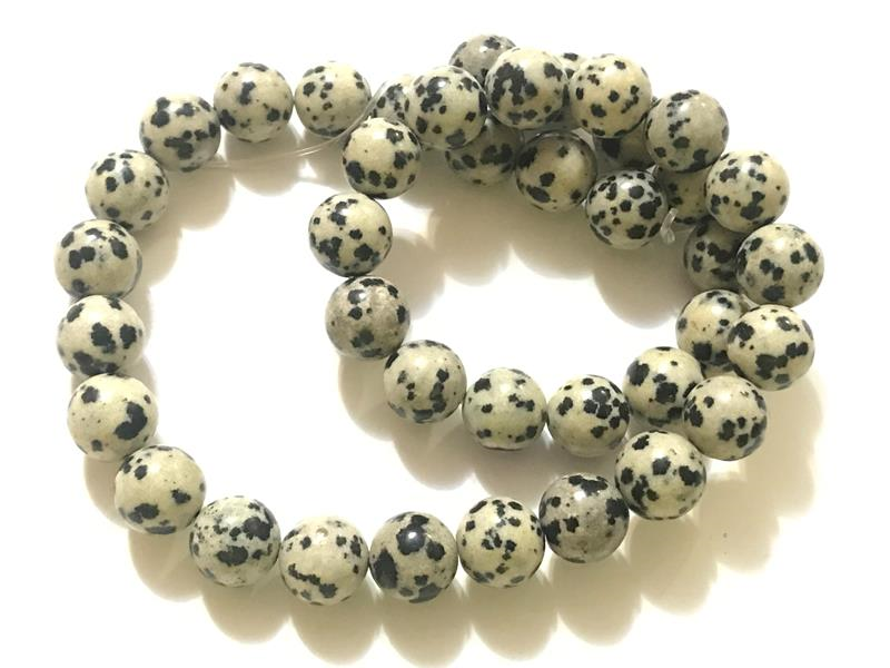 

Бусины на нитке натуральный камень Яшма далматинец гладкий шарик d=10мм