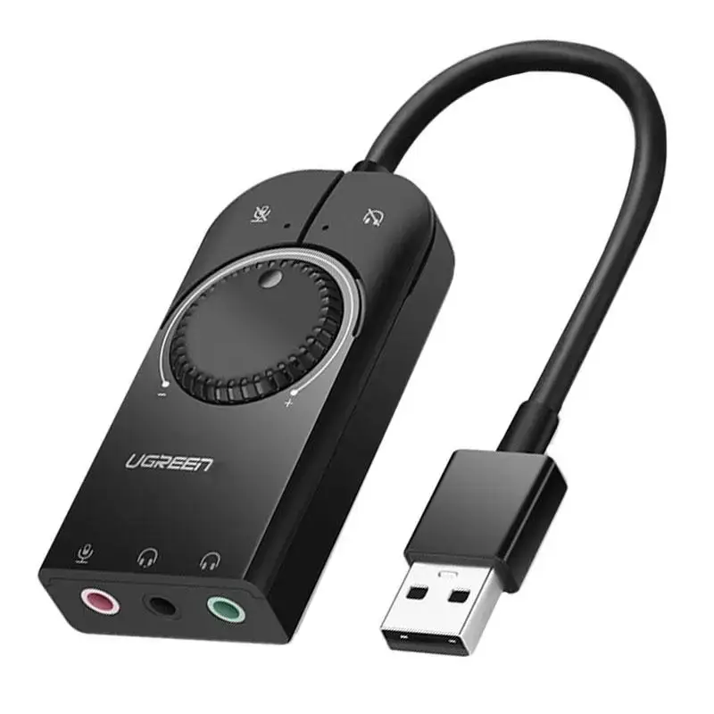 

Внешняя USB звуковая карта Ugreen CM129 с регулятором громкости | Аудио-адаптер на 3 порта 3,5 мм Jack