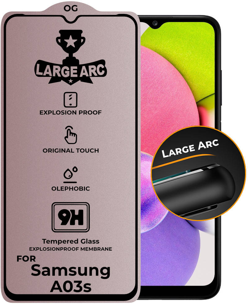 

Защитное стекло Large Arc Samsung Galaxy A03s A037 (Full Glue)