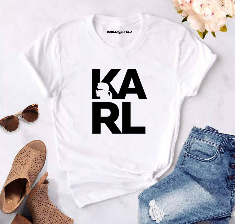 

Женская футболка Karl Lagerfeld белая карл лагерфельд, Белый