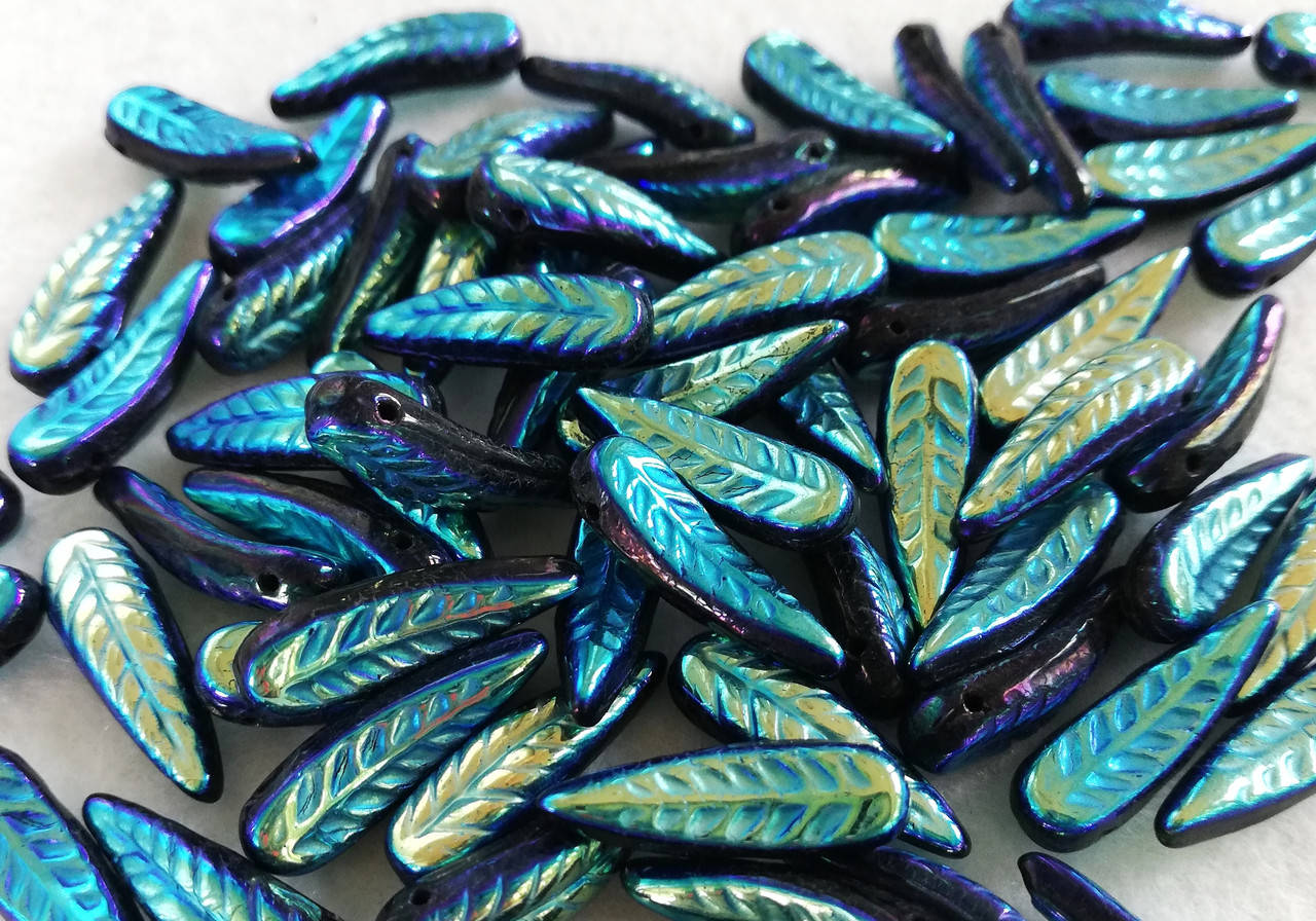 

Bird Feather Beads 5x17 mm (1 шт) Jet Full AB