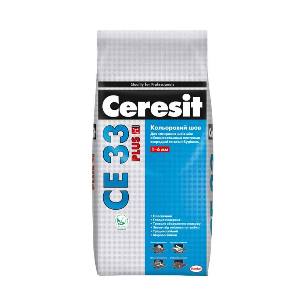 

Фуга Ceresit CE 33 Plus 115 2 кг серый цемент