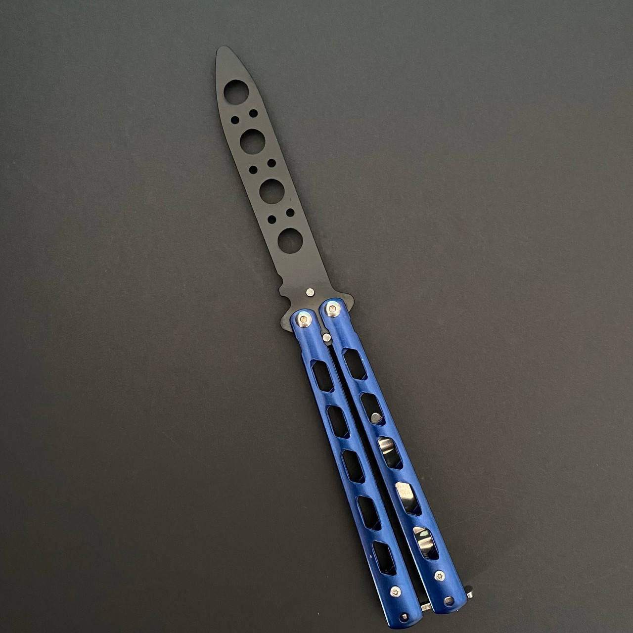 

Складной нож бабочка тупой балисонг (не острый) тренировочный нож бабочка синий