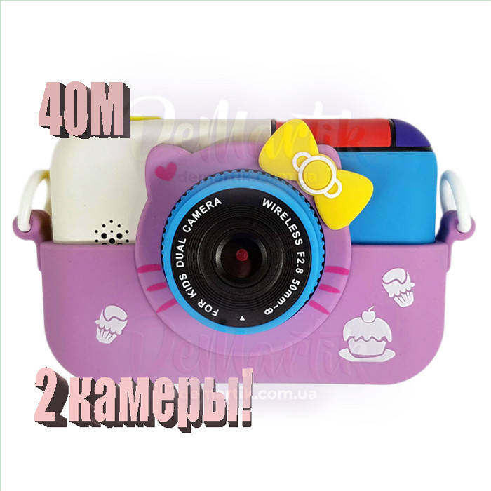 

Original 40М Детский цифровой фотоаппарат Hello Kitty Фиолетовый Хелло Китти 2 камеры