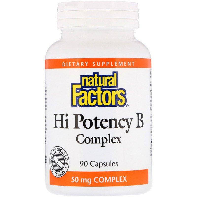 

Natural Factors, Hi Potency B Complex, 90 капсул