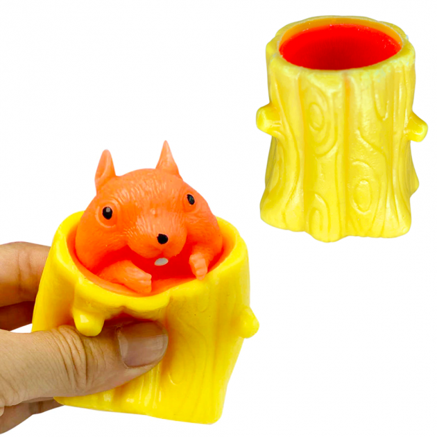

Игрушка антистресс Фуфлик белочка - выпрыгивающая белка Цветная