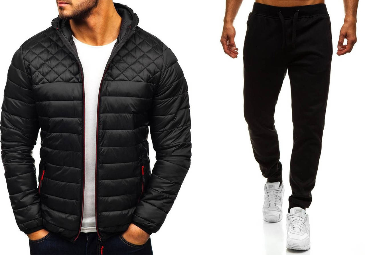 

Куртка + Штаны + СКИДКА Hot x black | Комплект мужской демисезонный до 0*С черный | Костюм весенний осенний