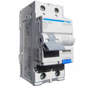 

Дифавтомат HAGER 1P+N , 25A С , 30mA , 6kA, AD975J, Хагер Дифференциальный автоматический выключатель, АВДТ