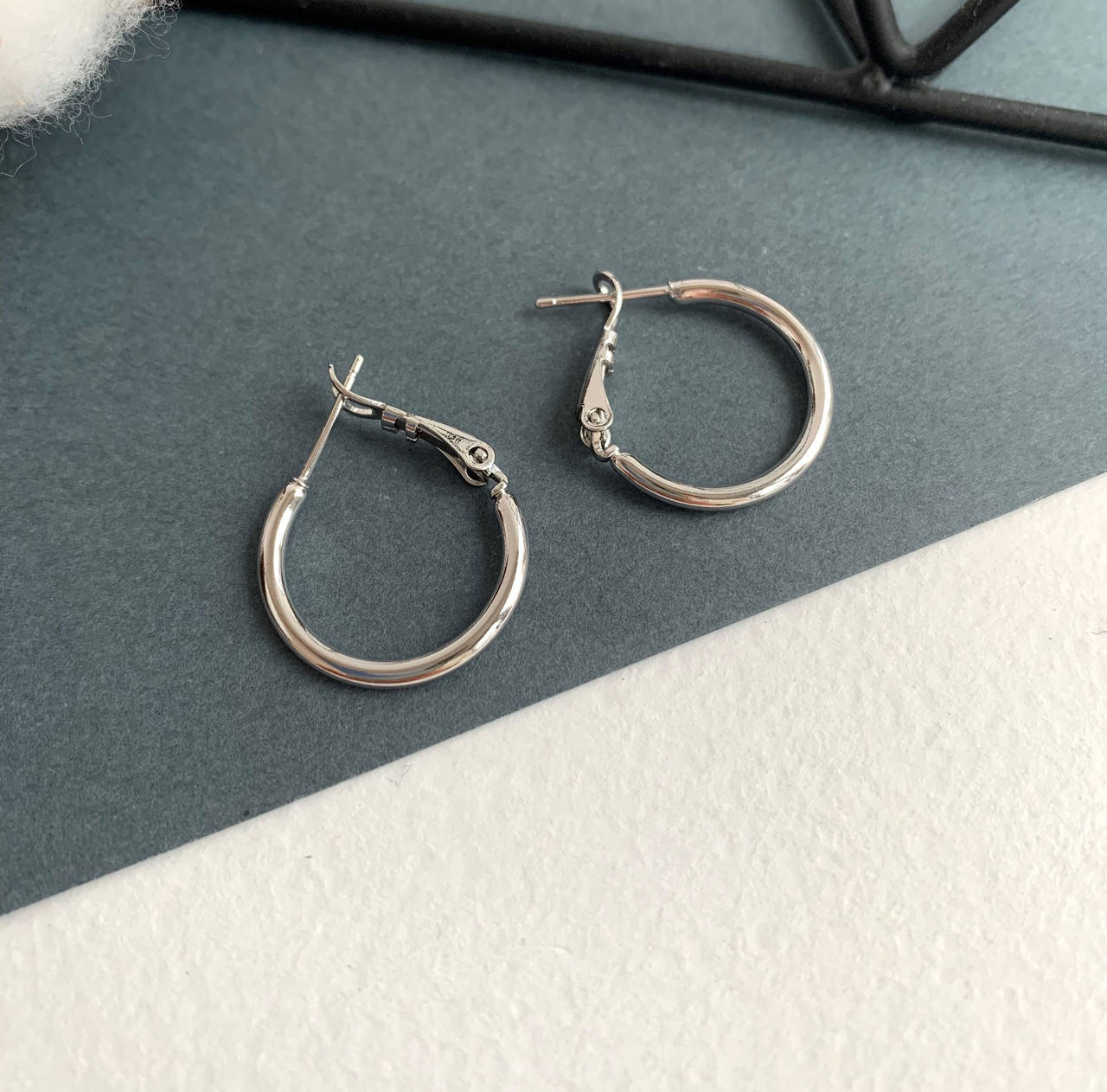 

Серьги кольца цвет серебро 2см медзолото, круглые сережки медицинский сплав