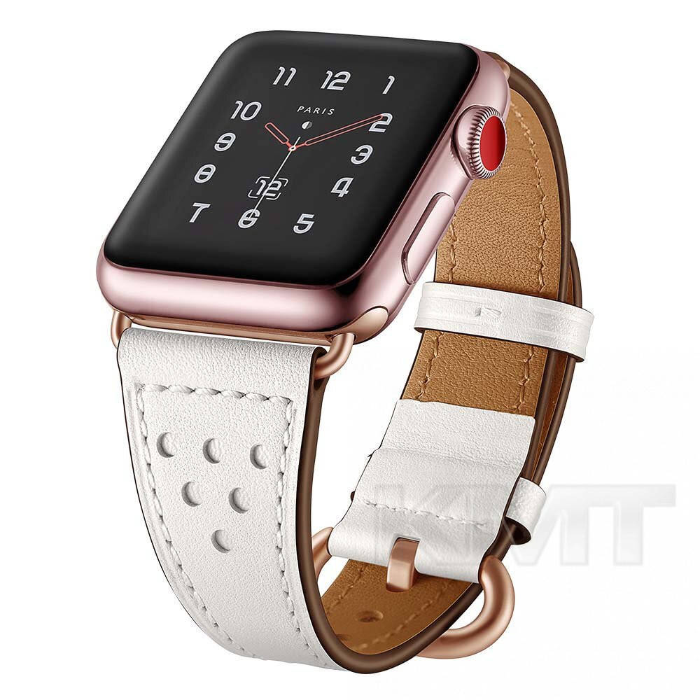 

Ремешок Apple Watch Leather Series Holes Strap 42/44/45 mm — White
