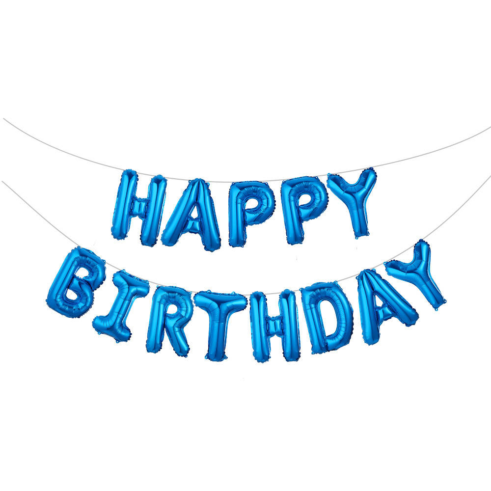 

Фольгированная надпись "HAPPY BIRTHDAY синяя", 40см, Синий