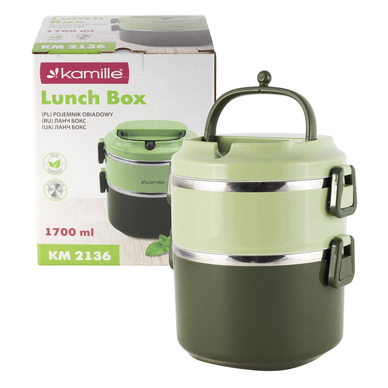

Ланч бокс обеденный двойной Kamille Зеленый 1700мл KM-2136ZL