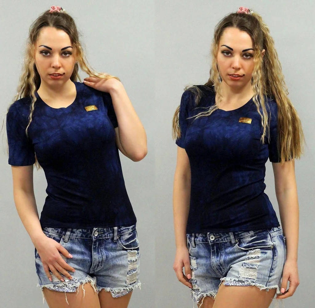 

Женская футболка летняя синяя 44, Синий
