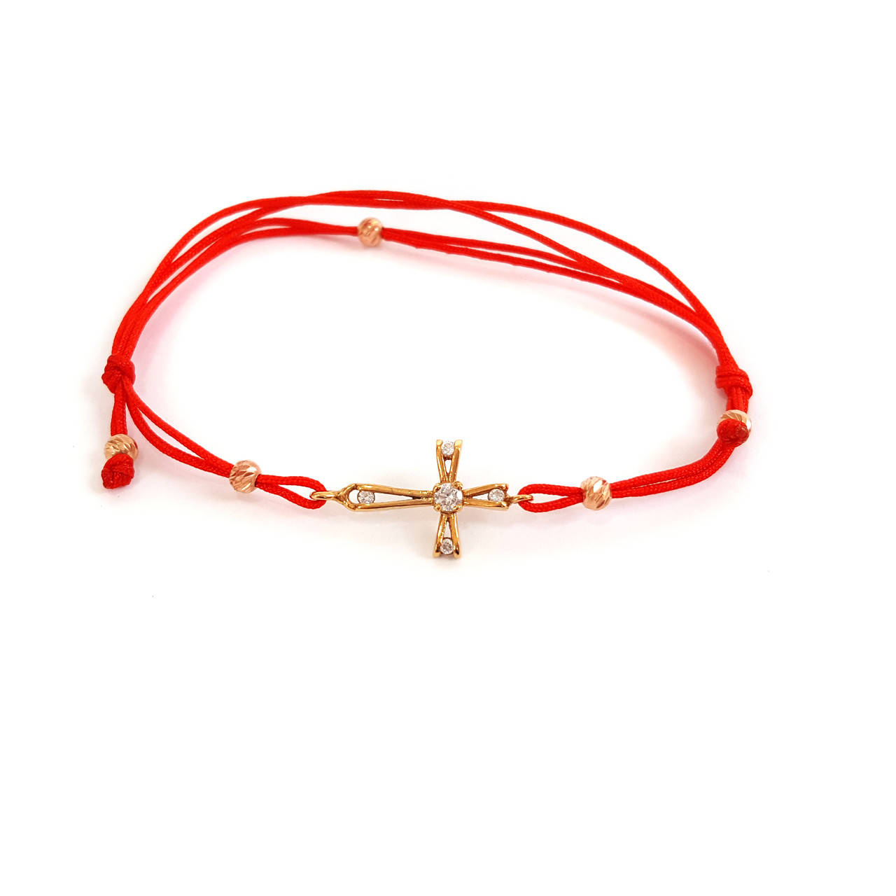 

Браслет красная-нить с позолоченой подвеской "Крестик"