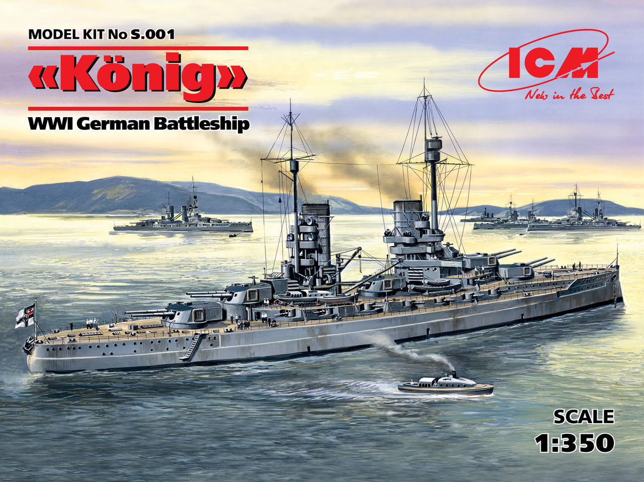 

Немецкий линкор "Konig". Сборная модель корабля в масштабе 1/350. ICM S001
