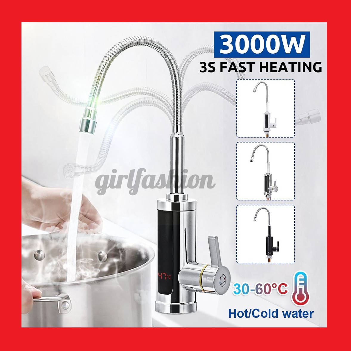 

Проточный водонагреватель гибкий кран с экраном хром.пластик RX-011-1