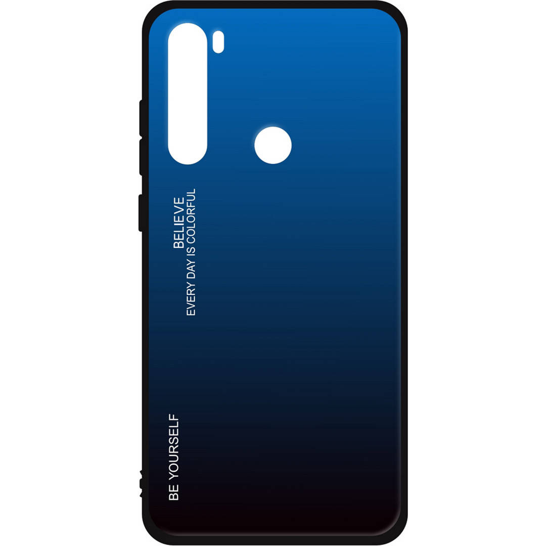 

Чехол Gradient для Xiaomi Redmi Note 8 2021 | TPU + стекло | черно-синий