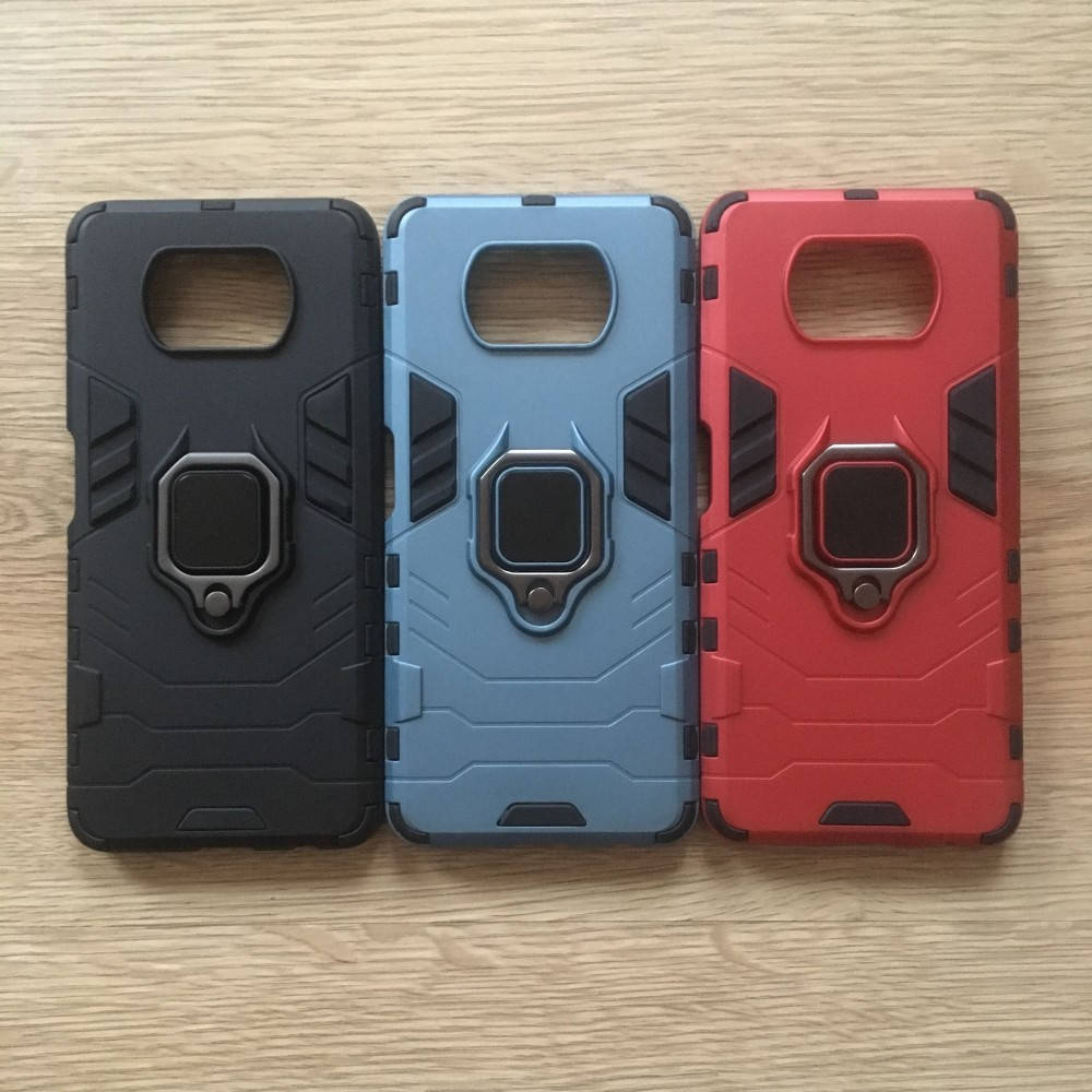 

Противоударный чехол бампер Iron Ring для Xiaomi Poco X3 (с подставкой), Разные цвета