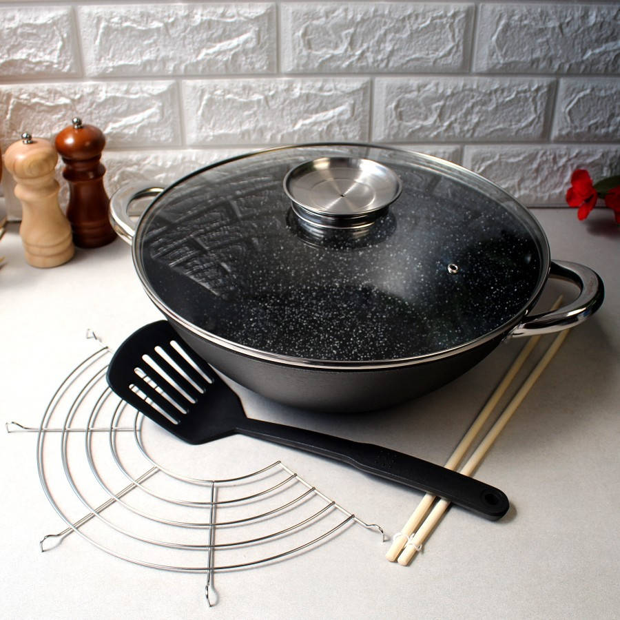 

Чугунный казан Wok для плова с антипригарным покрытием 4.5 л для индукции и газа