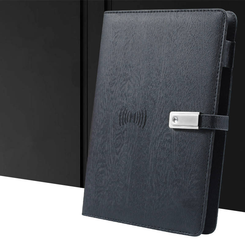 

Блокнот, ежедневник с эко-кожи с беспроводной зарядкой и Powerbank 8000 мАч